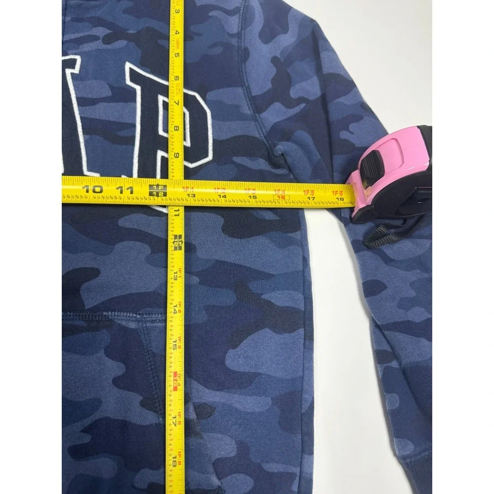 Gap Kids Hoodie Boys XL Blue Camouflage Fleece Lined Arch Logo Full‎ Zip Cotton